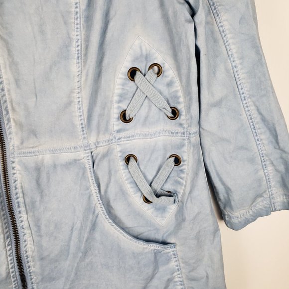 Chicos Zenergy womens 1 Medium blue lightweight full zip 3/4 sleeve jacket - Picture 5 of 10